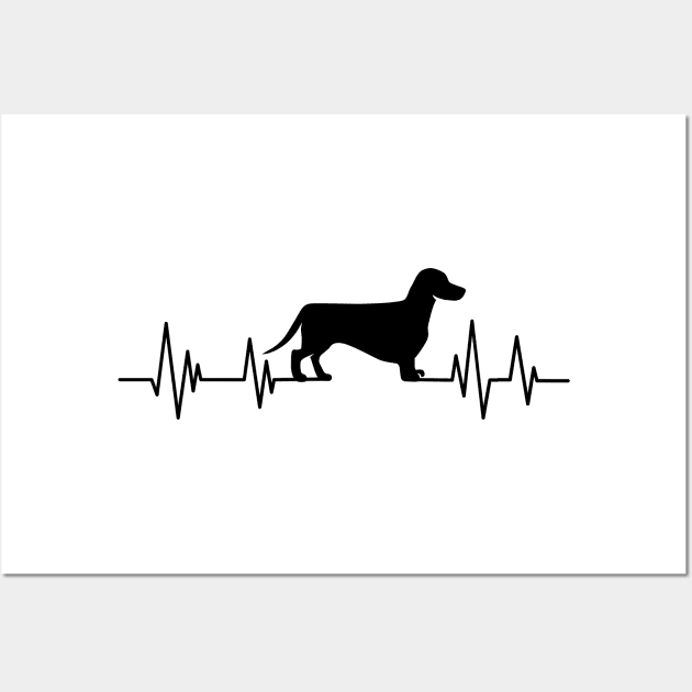 Dachshund Heartbeat wiener dog Heartbeat Silhouette badger dog Wall Art by mezy